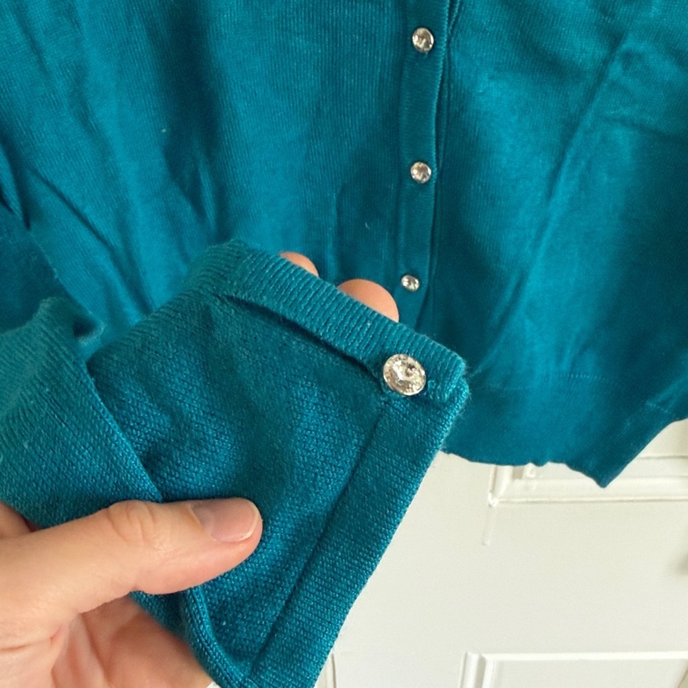 Ann Taylor Teal Knit Cardigan - Vibrant Teal Hue - Picture 5 of 6